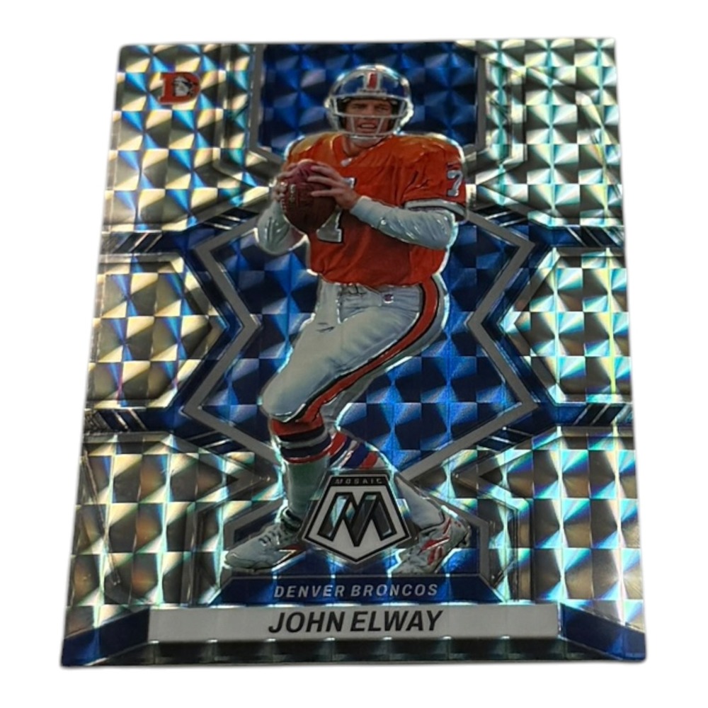 2022 Panini Mosaic John Elway Denver Broncos Blue Reactive Prizm No 63‎ NFL Card